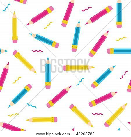 Pencil doodle Seamless vector pattern. Cartoon, white background