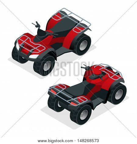 Quad bike ATV isometric vector illustration. ATV motocross bike icon.