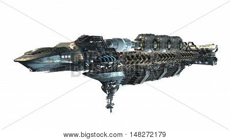 3d illustration of an intergalactic space station for futuristic deep space travel or science fiction backgrounds, with the clipping path included in the file