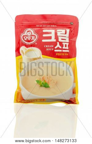 Winneconne WI - 30 August 2016: Bag of Ottogi cream soup on an isolated background.