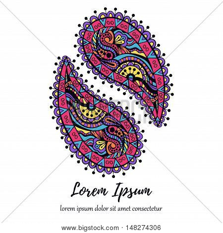 Asian paisley colorful traditional ethnic illustration for decoration