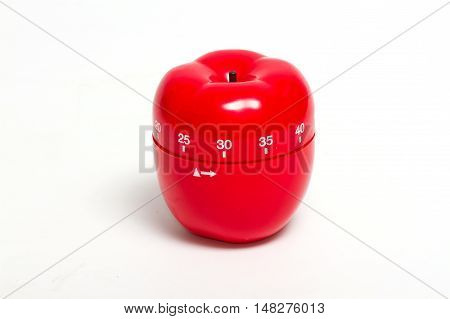 Cooking timer. red apple timer isolate on white