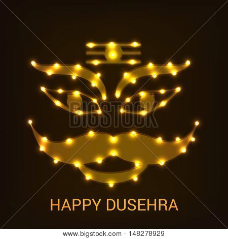 illustration of Creative banner or poster of dussehra with Ravana head.