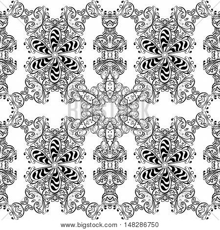 Abstract hand-drawn pattern with doodles on white background. Raster illustration