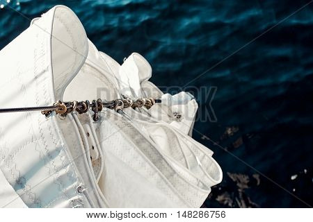 Top view staysail carbines on the bow, staysail had prepared for vira