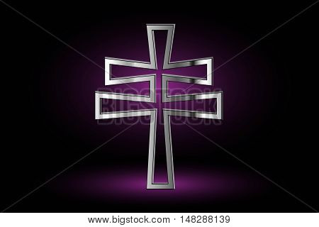 cross on a purple background ,double religious cross, Christian double cross