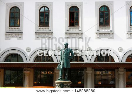 front of The central train station of Stockholm Sweden