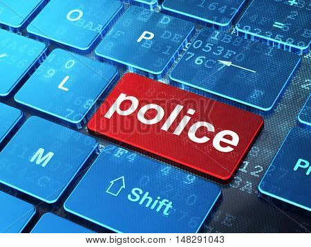 Law concept: computer keyboard with word Police on enter button background, 3D rendering