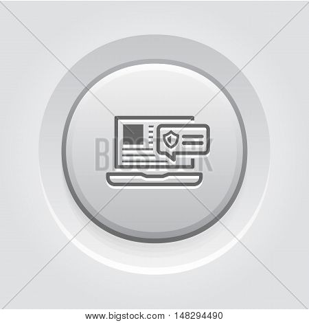 Security Alert Icon. Grey Button Design. Security Concept with a Laptop and a Security Notification. Isolated Illustration. App Symbol or UI element.