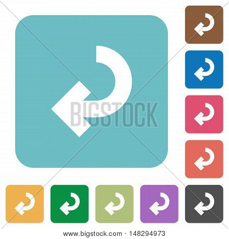 Flat return arrow icons on rounded square color backgrounds.
