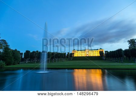 Frederiksberg, Denmark - September 21, 2016: Frederiksberg castle in Frederiksberg Park by night