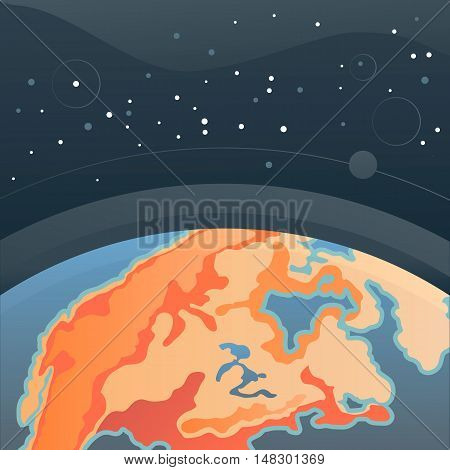 Earth in outer space. Cosmic background with Earth. Planet in universe, vector