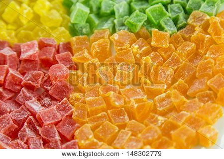 Multicolores succade 4 color in plate on table