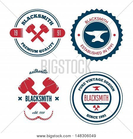 Set of logo, elements and logotypes for blacksmith and shop