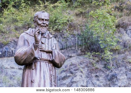 Statue of Saint Father Pious in the Shrine Italy