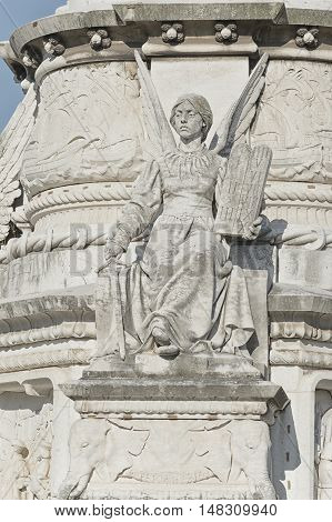 Detail of a column on Afonso de Albuquerque Square in Lisbon