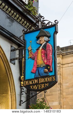 Sign At Deacon Brodies Tavern In Edinburgh, Scotland