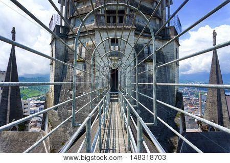 Walkway on top of the Basilica in Manizales Colombia