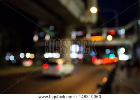 The defocus street lights night  bokeh background.