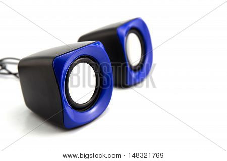 The speakers blue color isolated on white background