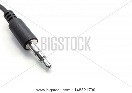 Macro of audio jack isolated on white background