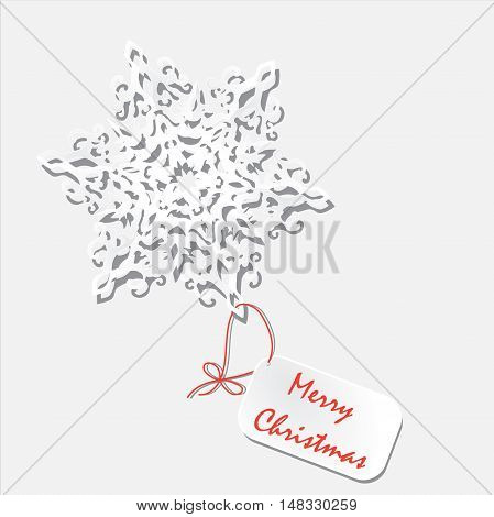 Snowflake and teg with text. Winter Christmas design element, vector illustration EPS 10