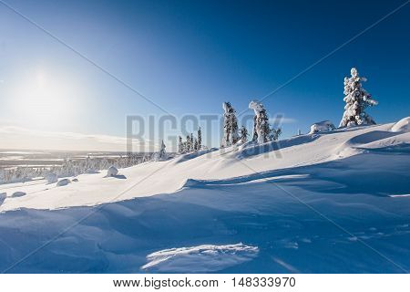 Beautiful Cold Mountain View Of Ski Resort, Sunny Winter Day With Slope, Piste And Ski Lift