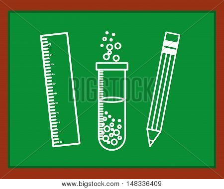 greenboard with school icon vector illustration design