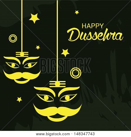 illustration of Creative banner or poster of dussehra with Ravana head.