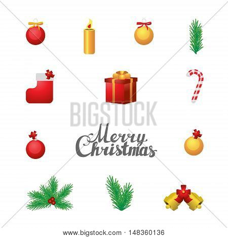 Vector set of christas elements on white background