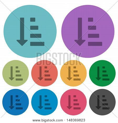 Color ascending ordered list flat icon set on round background.