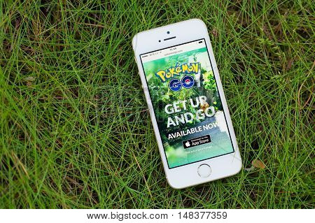 JURMALA LATVIA - July 13 2016: Pokemon Go website on the smartphone. Pokemon Go is a location-based augmented reality mobile game.