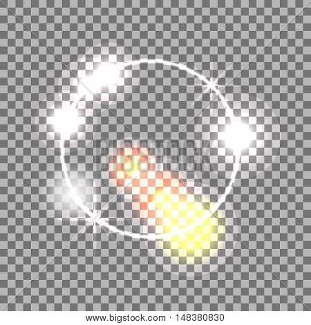 White circle lens flare vector effect. Abstract glow warm and cold glare spots.