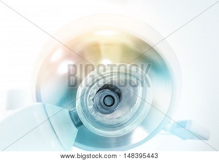 Respiratory mask in the operating room. Patient's view