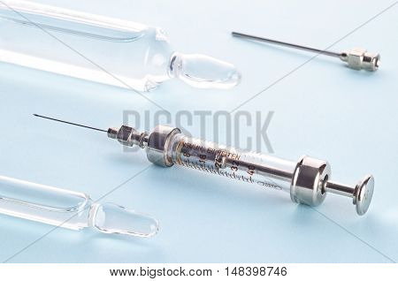 Vintage Insulin Syringe With Insulin Vial