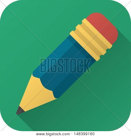 Vector illustration. Square shape icon in flat design. Toy paper clip in simple design with long shadow. Icon vector size 1024 corner radius 180