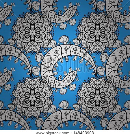 Stock vector elegant card with a circular ethnic ornament in vintage style on the lace seamless pattern background. Beautiful background for your design.