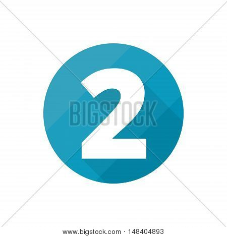 Number symbol 2, Flat icons set with long shadow