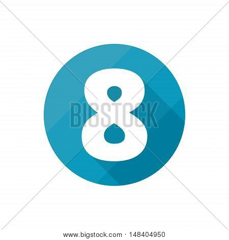 Number symbol 8, Flat icons set with long shadow