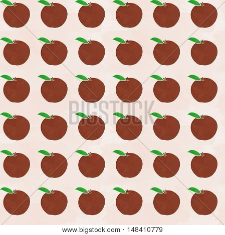 Seamless pattern with red watercolor apples. Apple background.