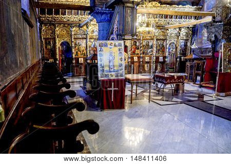 RESEN MACEDONIA. 14 AUGUST 2016- Interior of an Orthodox Church in Bitola Macedonia