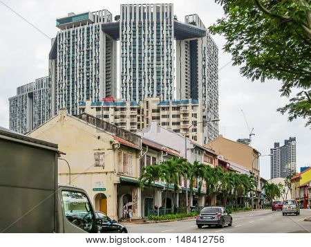 SINGAPORE, REPUBLIC OF SINGAPORE - JANUARY 09, 2014: Duxton Hill is the residential area in Singapore with the remained colonial buildings