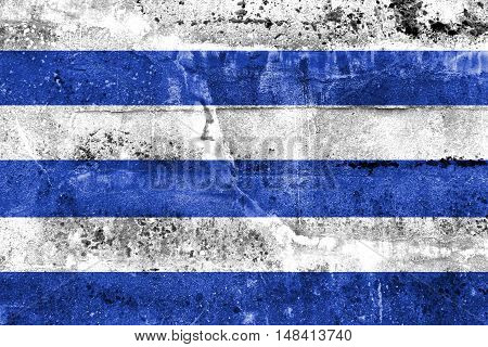 Flag Of Dunkirk, France, Painted On Dirty Wall