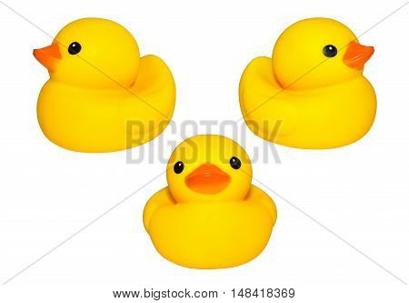 Yellow duck on white colored background for kids