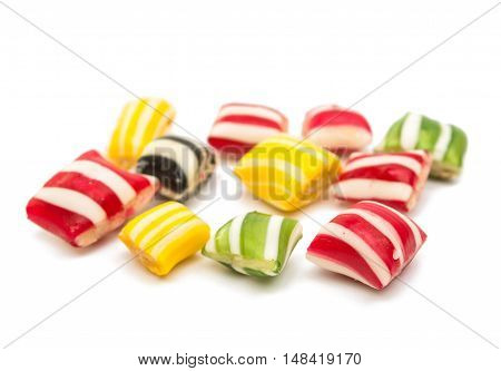 candy  jellybeans lollipops isolated on white background