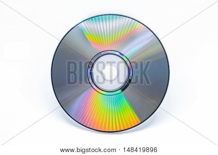 Disk Dvd Cd On White Background Closeup Detrail