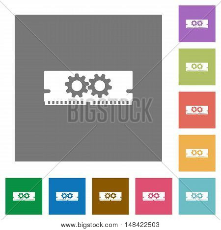 Memory optimization flat icon set on color square background.