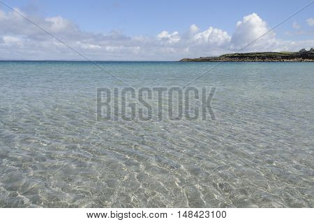 Transparent waters of Kilmurvey Beach in Inishmore the biggest of Aran Islands Galway Bay Ireland Europe