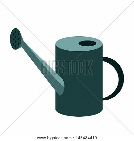 metal garden watering can isolated on white background. Garden tools watering can vector illustration.