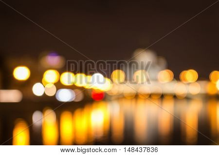 Abstract landscape of the city at night, out of focus bokeh